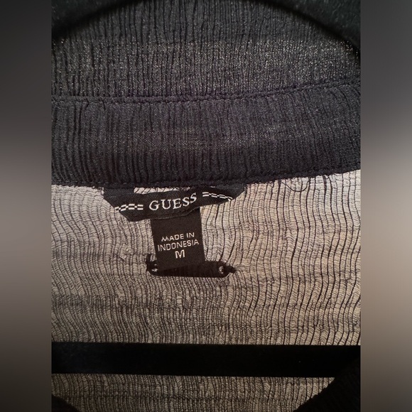 Guess Yora Sheer Black Blouse M - Picture 4 of 6